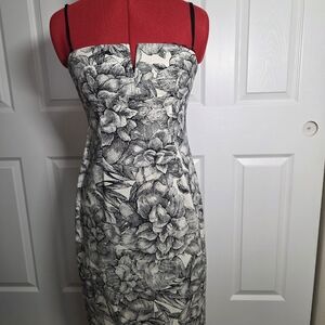 Laundry By Shelli Segal Black and White Floral Midi Dress